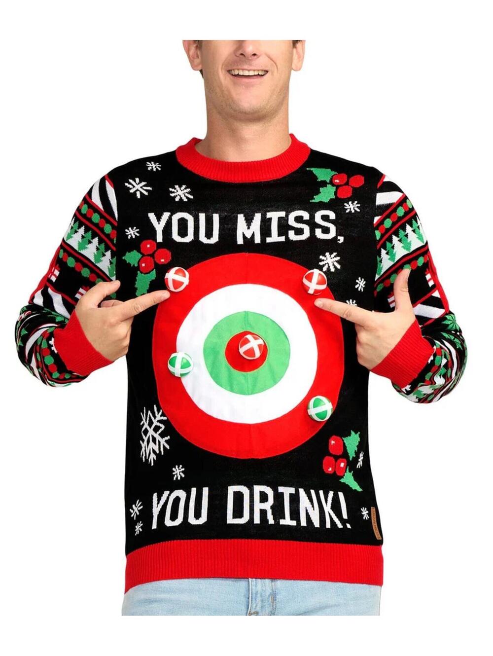 NWT Tipsy Elves Men's Drinking Game Ugly Christmas Sweater Size Large